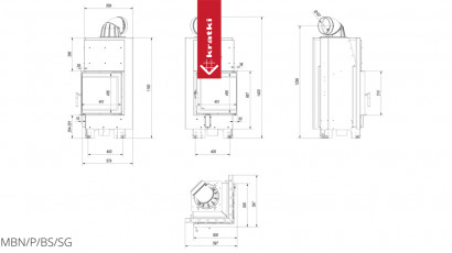 Топка Kratki PRO MBN/P/BS/SG угловое гнутое стекло справа