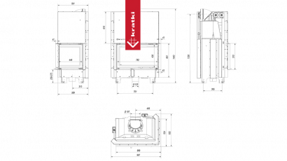 Топка Kratki PRO MBO/P/BS/G угловое стекло справа гильотина
