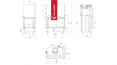 Топка Kratki PRO MBO/P/BS/G/SG угловое гнутое стекло справа