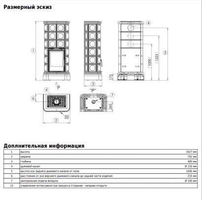 Печь ABX KALEDONIE KPI с допуском воздуха