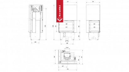 Топка Kratki PRO VNL/610/430 угловое стекло слева, гильотина