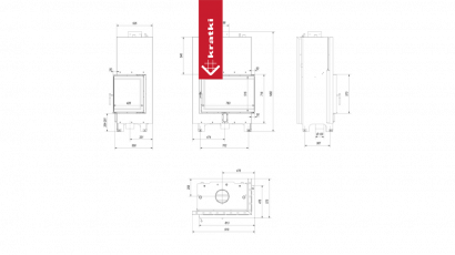Топка с теплообменником Kratki PRO MBA/PW/17/P/BS/W угловое стекло справа