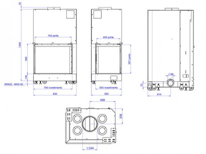 MCZ Forma 75 DX угловая, цельное стекло