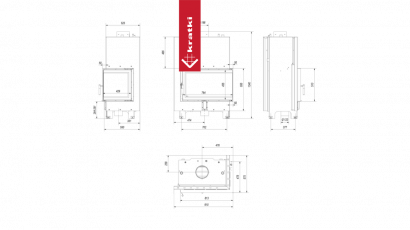 Топка с теплообменником Kratki PRO MBO/PW/15/P/BS/W угловое стекло справа