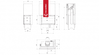 Топка Kratki PRO VNP/810/410 угловое стекло справа, гильотина