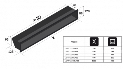 Решётка Kratki Luft 12x80 черная