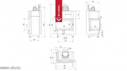 Топка Kratki PRO MBM/L/BS/SG угловое гнутое стекло слева